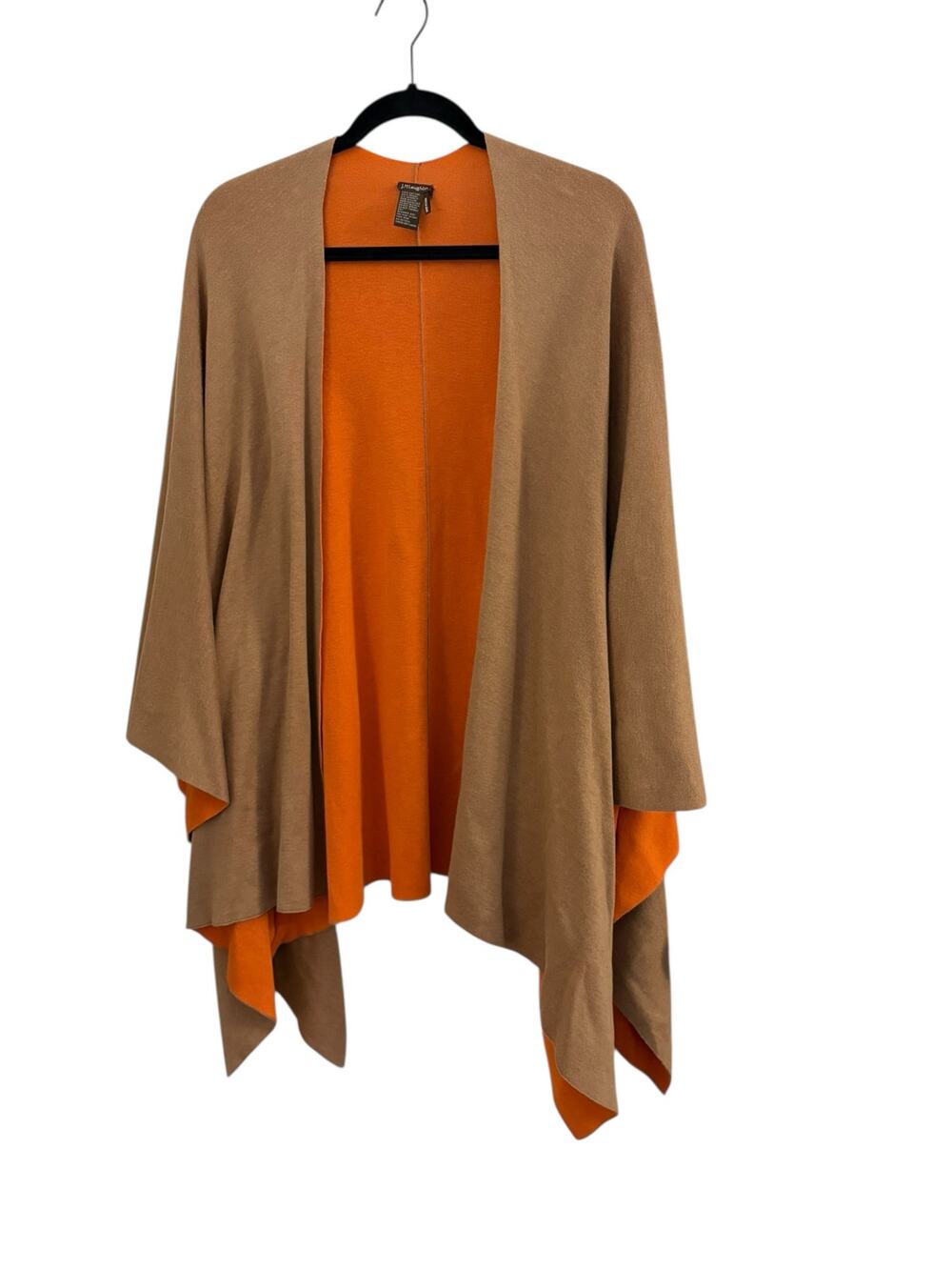 J McLaughlin Cotton Colorful Cape Tan & Orange Stylish Warm Waterfall Silhouette
